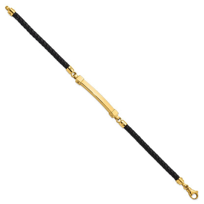 Polished Bar Leather Bracelet 8"