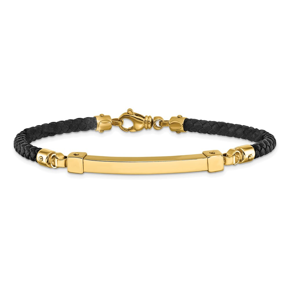 Polished Bar Leather Bracelet 8"