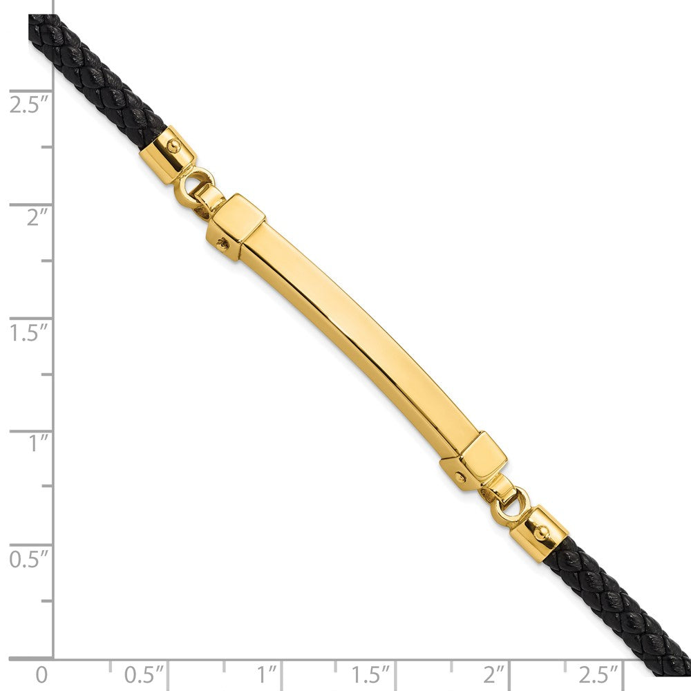 Polished Bar Leather Bracelet 8"