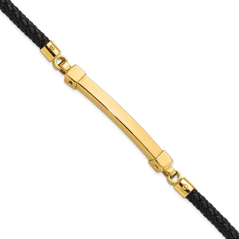 Polished Bar Leather Bracelet 8"