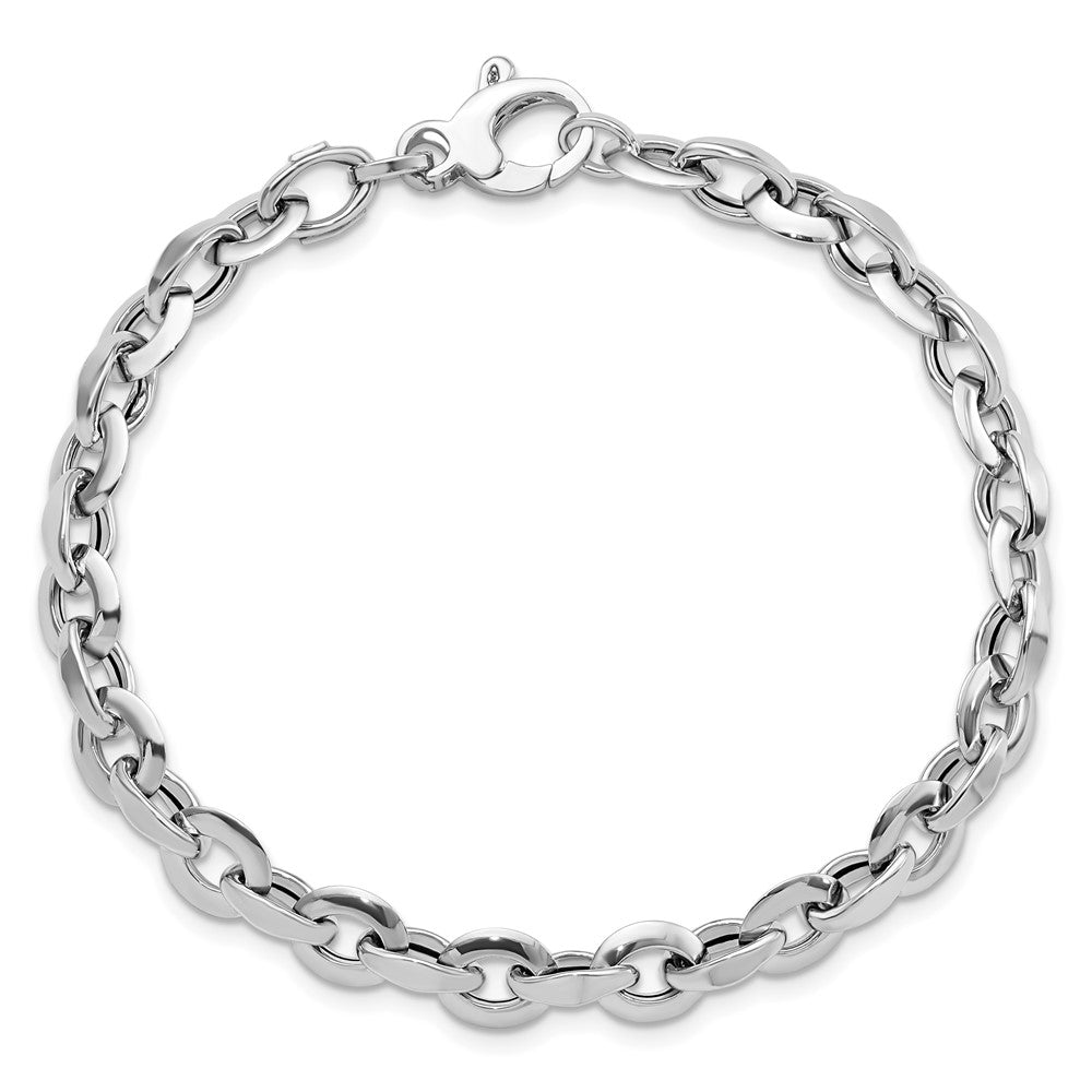 White Polished Fancy Link Bracelet 7.75" - 7mm
