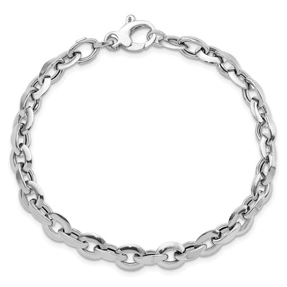 White Polished Fancy Link Bracelet 7.75" - 7mm