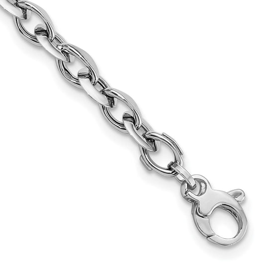White Polished Fancy Link Bracelet 7.75" - 7mm