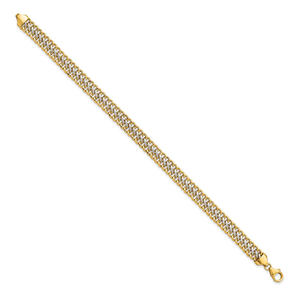 White Rhodium Polished Fancy Link Bracelet 8"