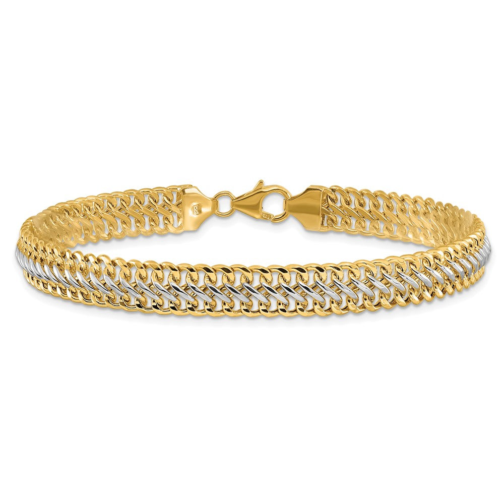 White Rhodium Polished Fancy Link Bracelet 8"