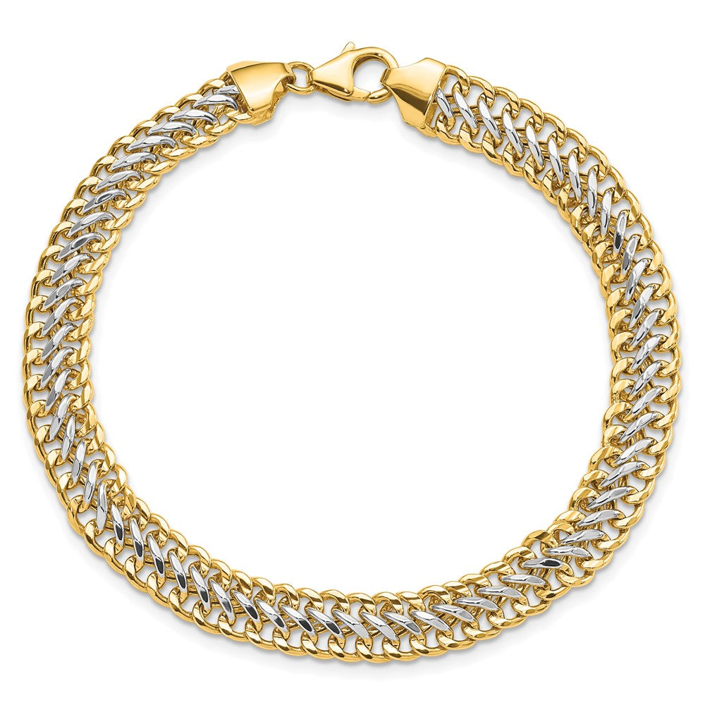 White Rhodium Polished Fancy Link Bracelet 8"
