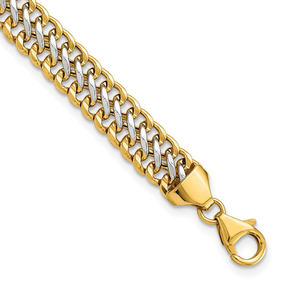 White Rhodium Polished Fancy Link Bracelet 8"