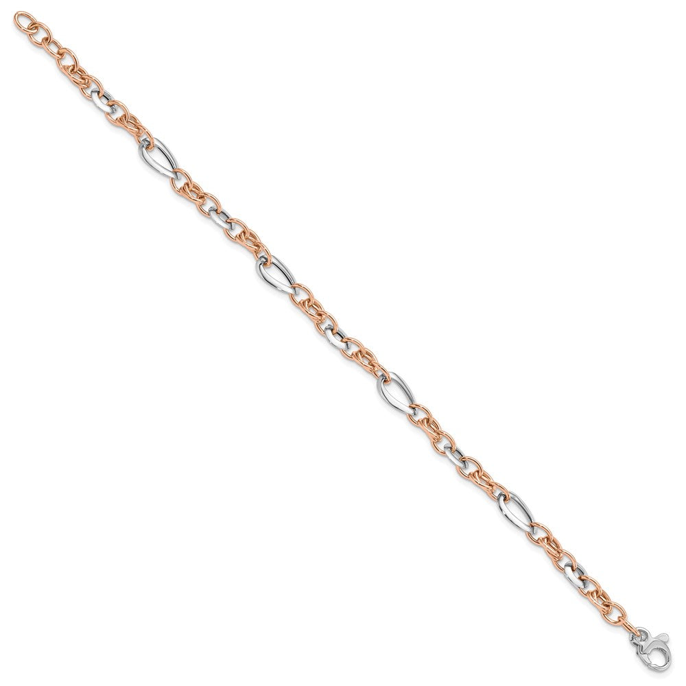 White and Rose Fancy Link Bracelet 8"