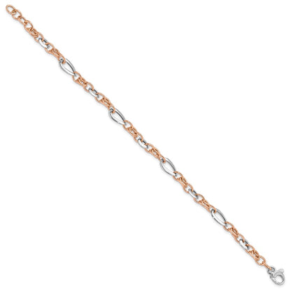 White and Rose Fancy Link Bracelet 8"