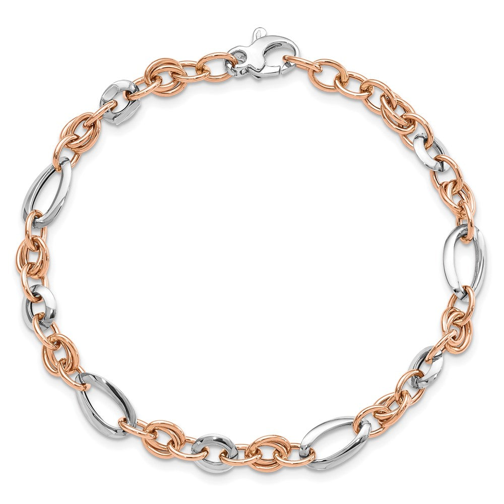 White and Rose Fancy Link Bracelet 8"