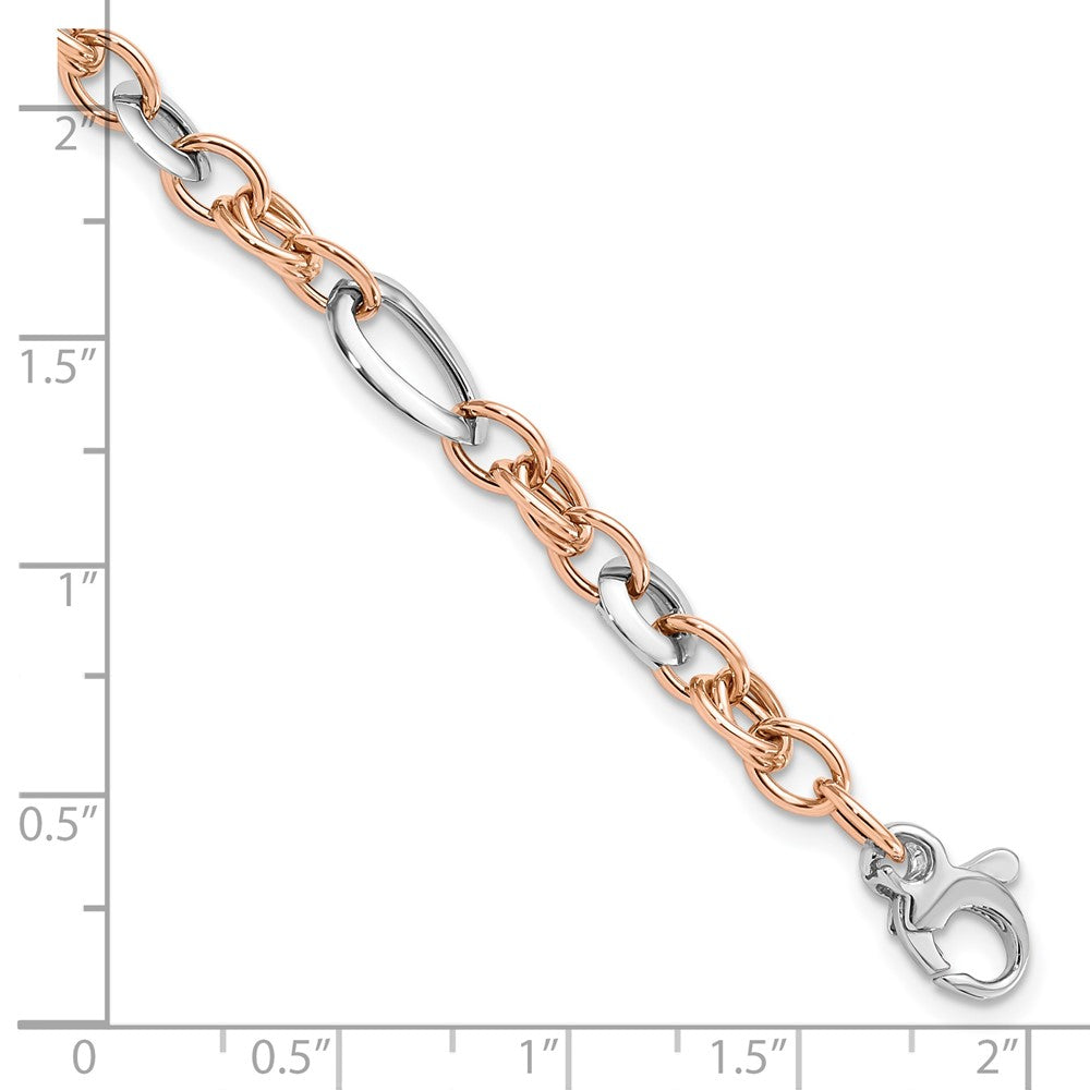 White and Rose Fancy Link Bracelet 8"