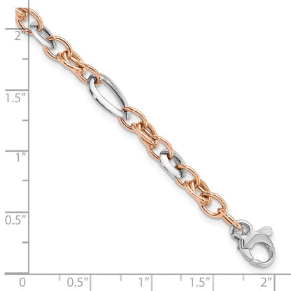 White and Rose Fancy Link Bracelet 8"