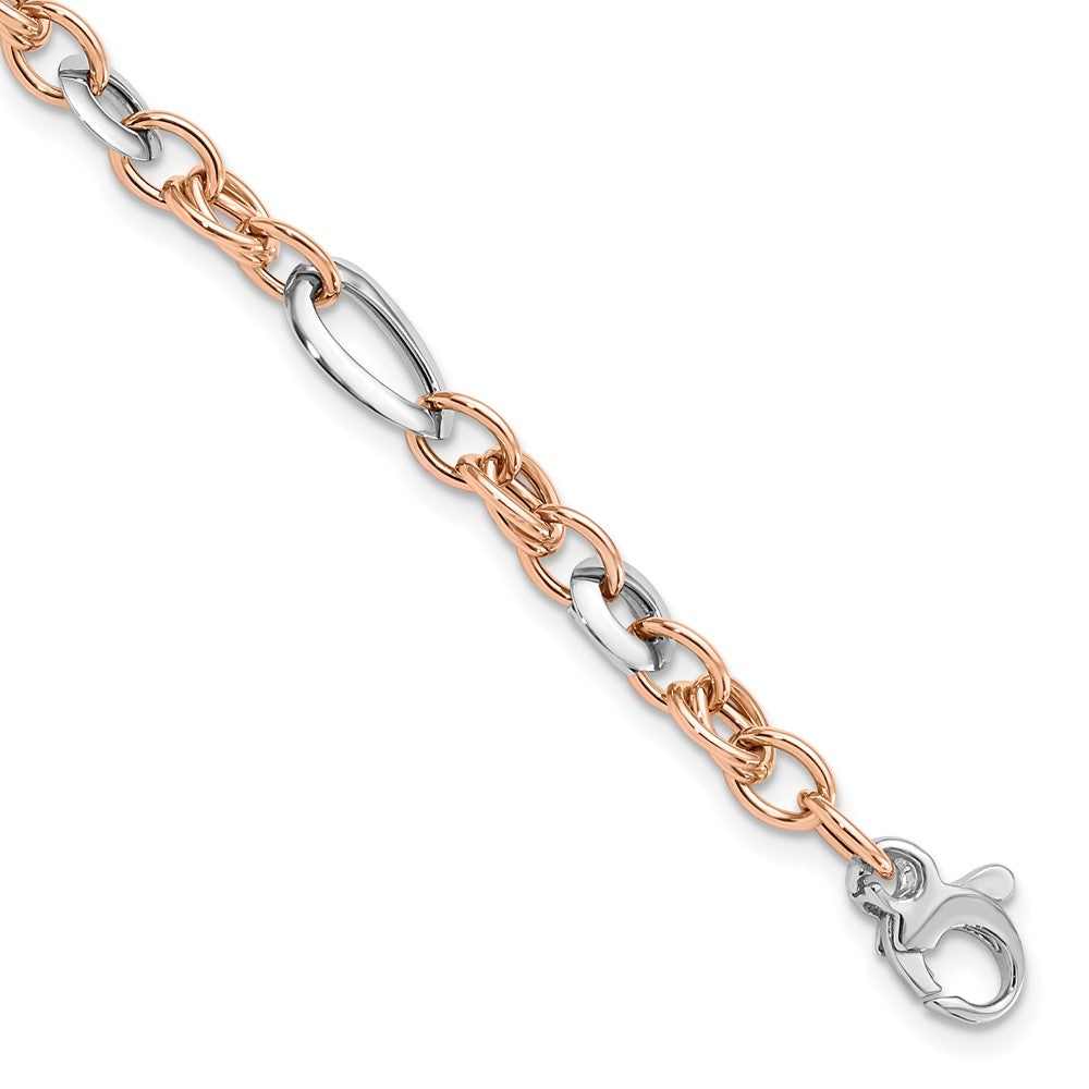 White and Rose Fancy Link Bracelet 8"