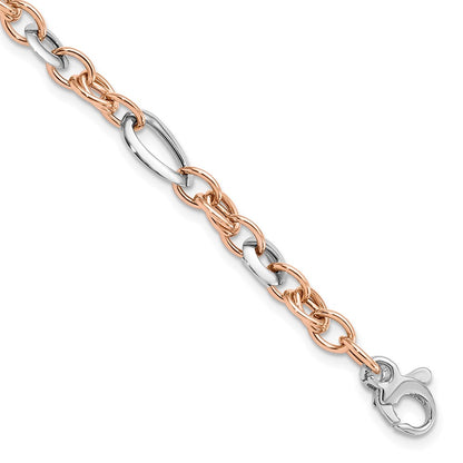 White and Rose Fancy Link Bracelet 8"