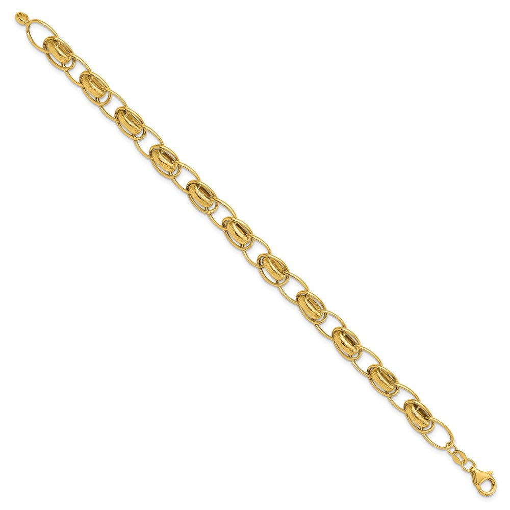 Polished and Textured Fancy Link Bracelet 7.5" - 7.3mm
