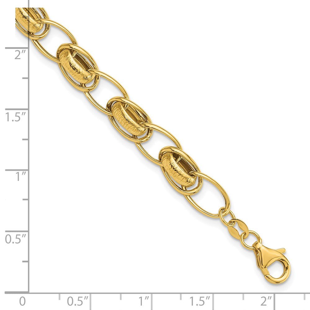 Polished and Textured Fancy Link Bracelet 7.5" - 7.3mm