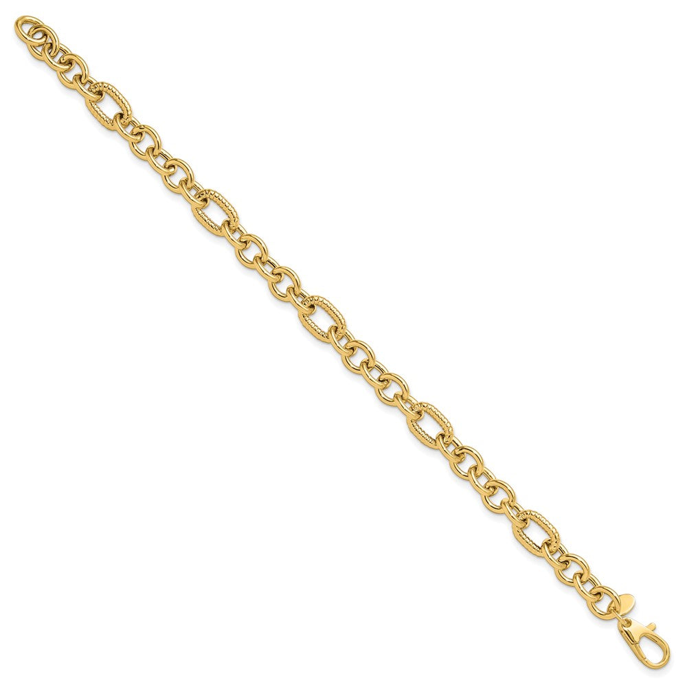 Polished and Textured Fancy Bracelet 7.5" - 6.4mm
