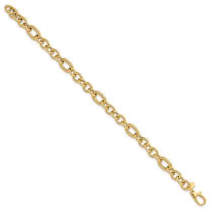 Polished and Textured Fancy Bracelet 7.5" - 6.4mm