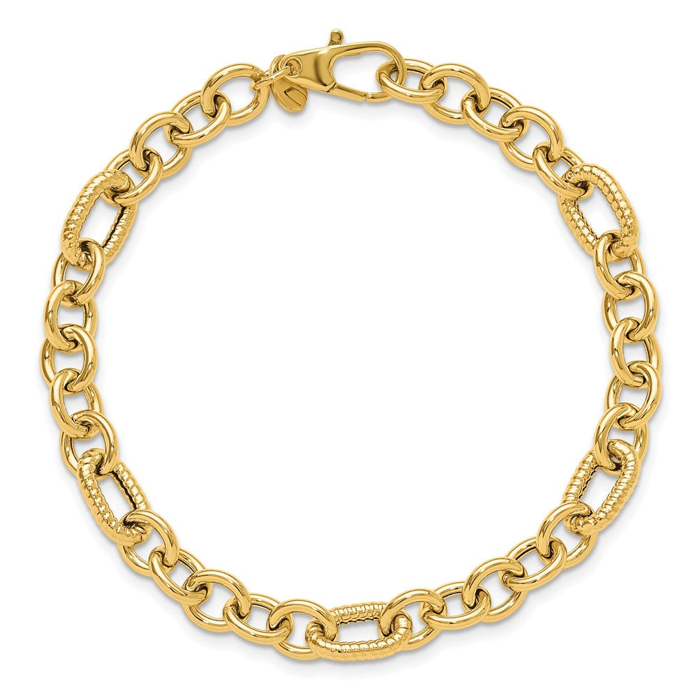 Polished and Textured Fancy Bracelet 7.5" - 6.4mm