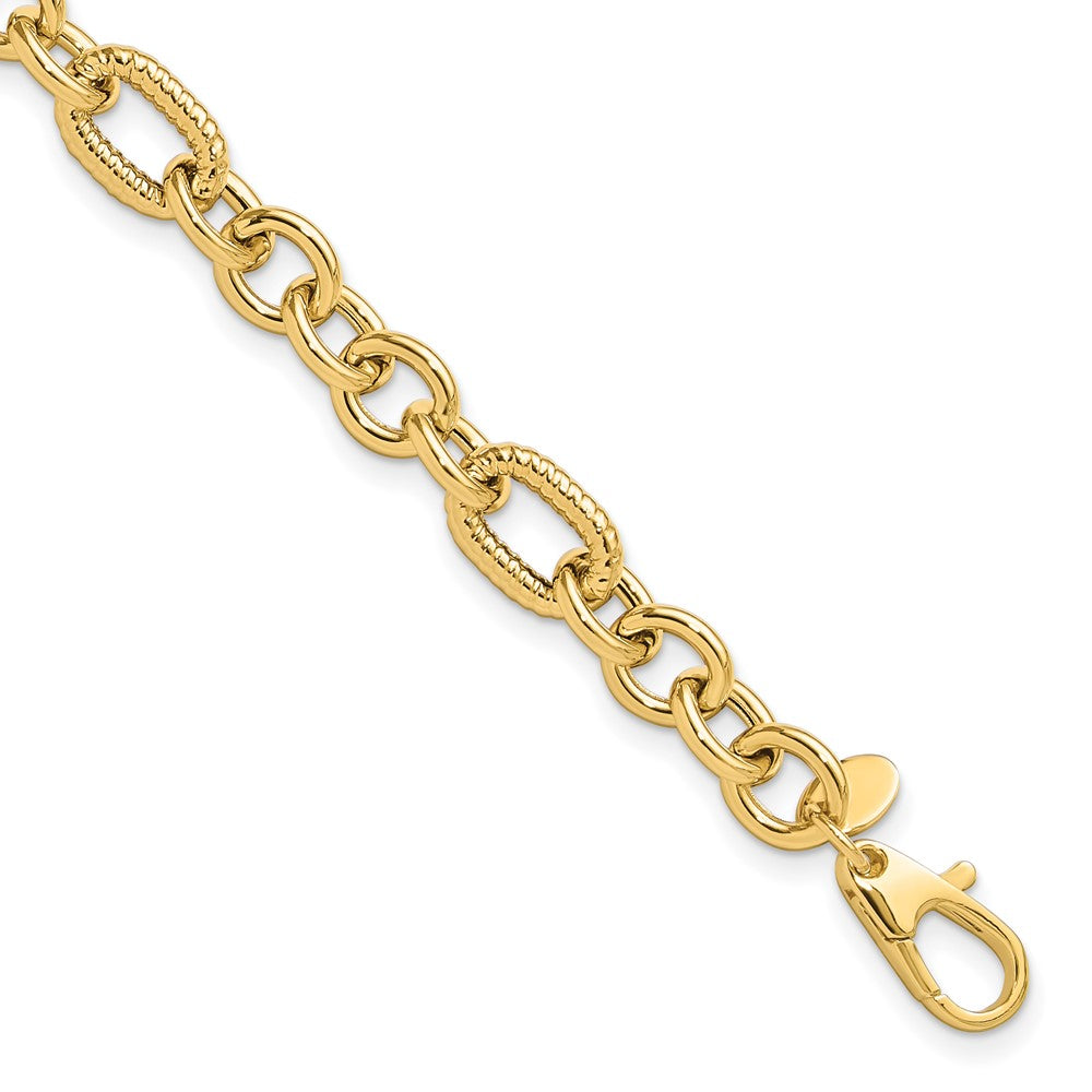 Polished and Textured Fancy Bracelet 7.5" - 6.4mm