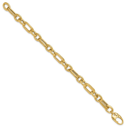 Polished and Textured Fancy Link Bracelet 7.5" - 7.7mm