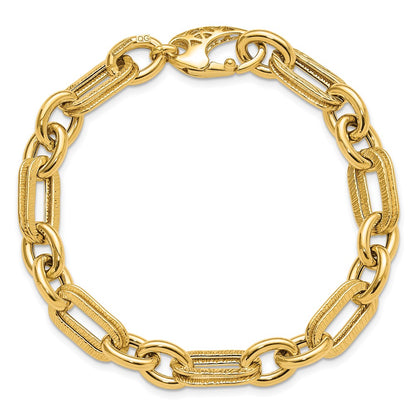 Polished and Textured Fancy Link Bracelet 7.5" - 7.7mm