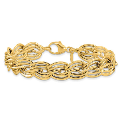 Polished Fancy Link Bracelet 7.5" - 12.4mm