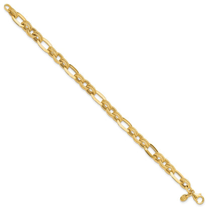 Polished and Textured Fancy Link Bracelet 7.5" - 7.8mm