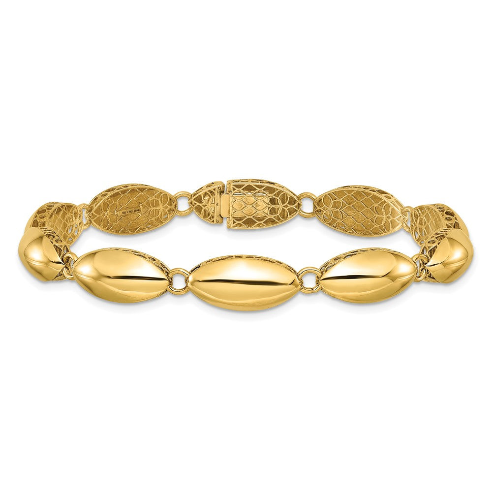 Polished Fancy Oval Link Bracelet 7.5" - 8.2mm