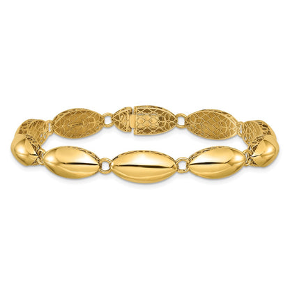 Polished Fancy Oval Link Bracelet 7.5" - 8.2mm