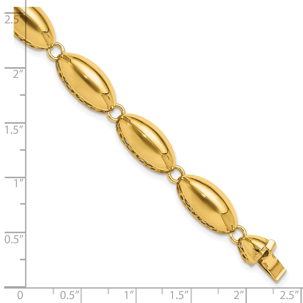 Polished Fancy Oval Link Bracelet 7.5" - 8.2mm