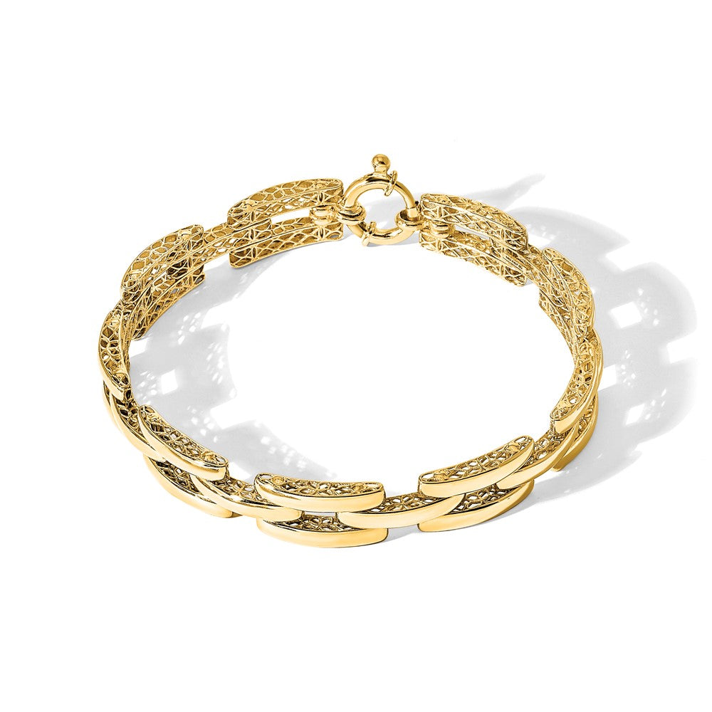 Polished Fancy Link Bracelet 7.5" - 8.9mm