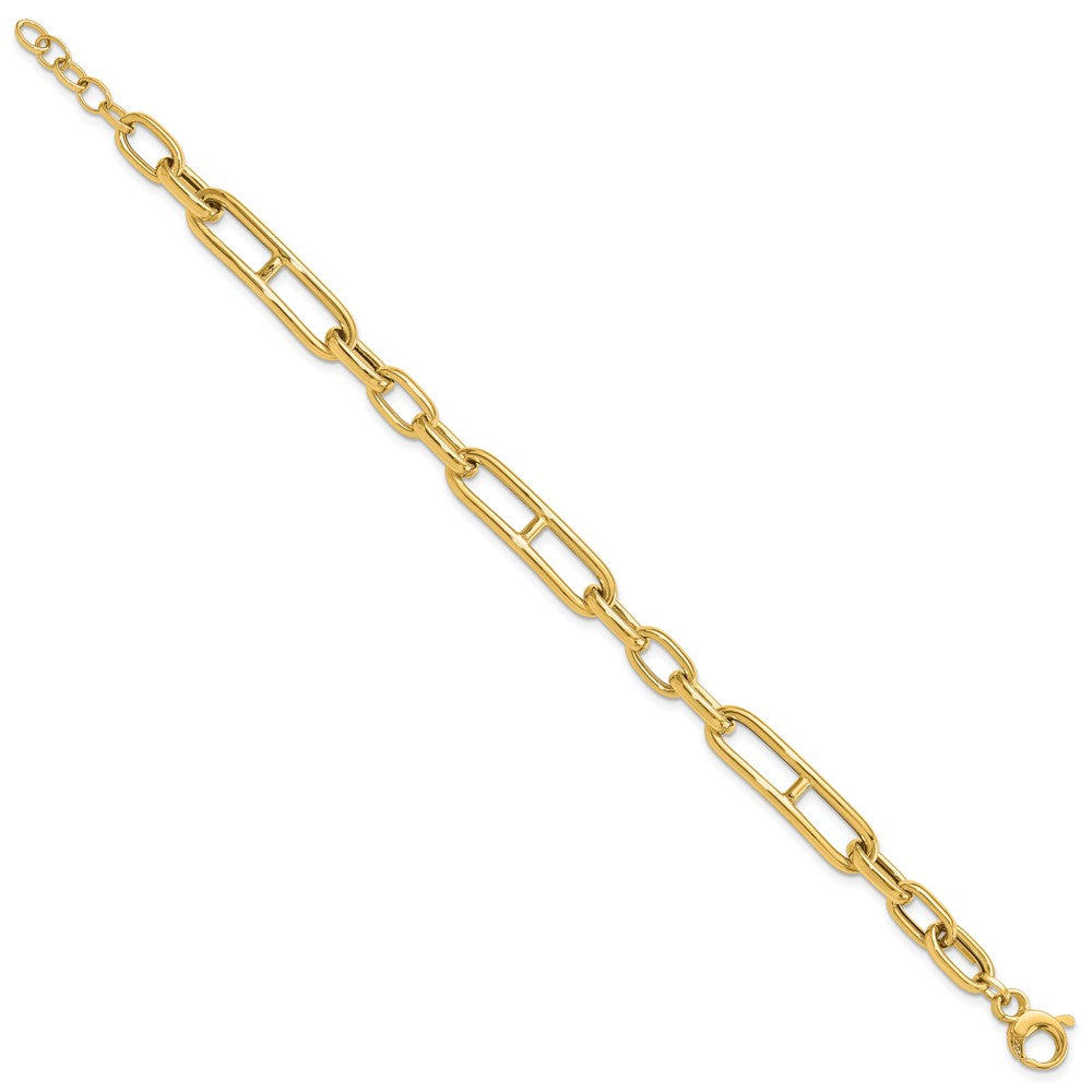 Polished Fancy Paperclip Link w/.5in ext. Bracelet