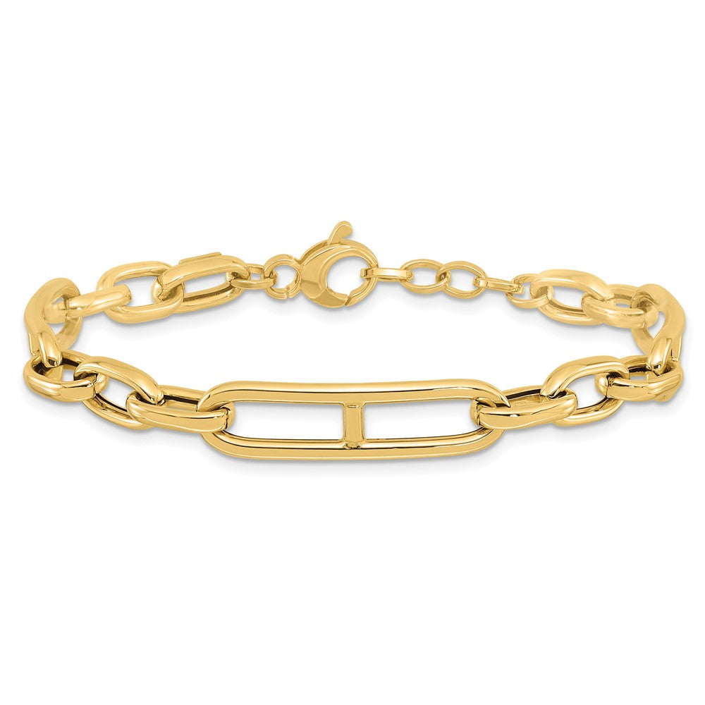 Polished Fancy Paperclip Link w/.5in ext. Bracelet