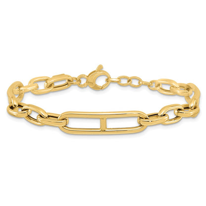 Polished Fancy Paperclip Link w/.5in ext. Bracelet