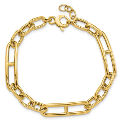 Polished Fancy Paperclip Link w/.5in ext. Bracelet