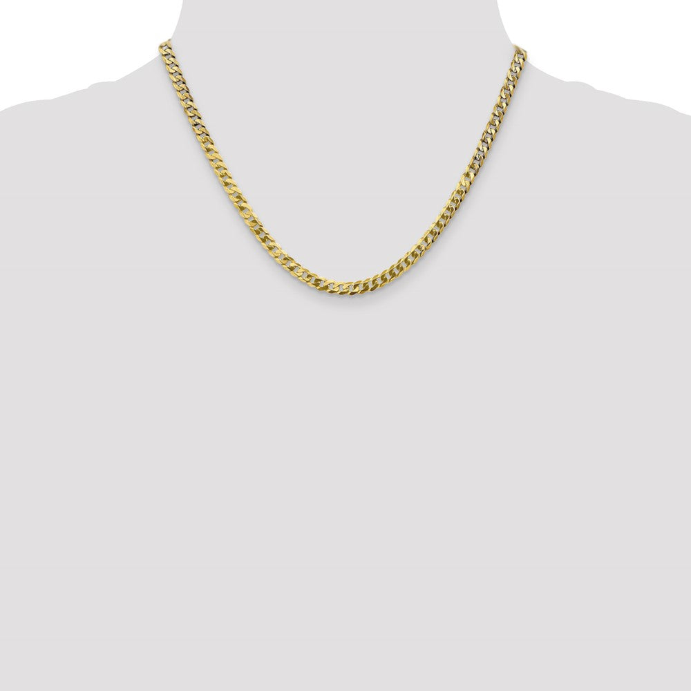 4.75mm Flat Beveled Curb Chain - Yellow Gold