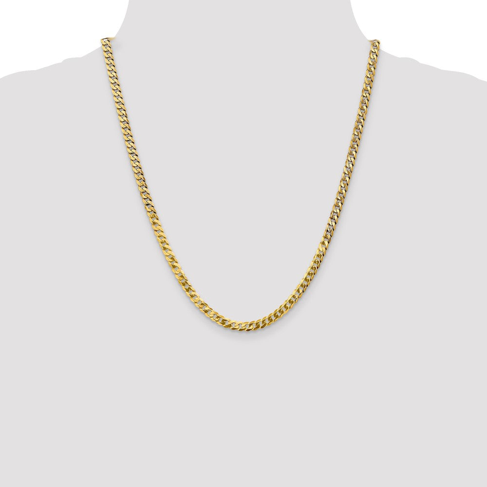 4.75mm Flat Beveled Curb Chain - Yellow Gold