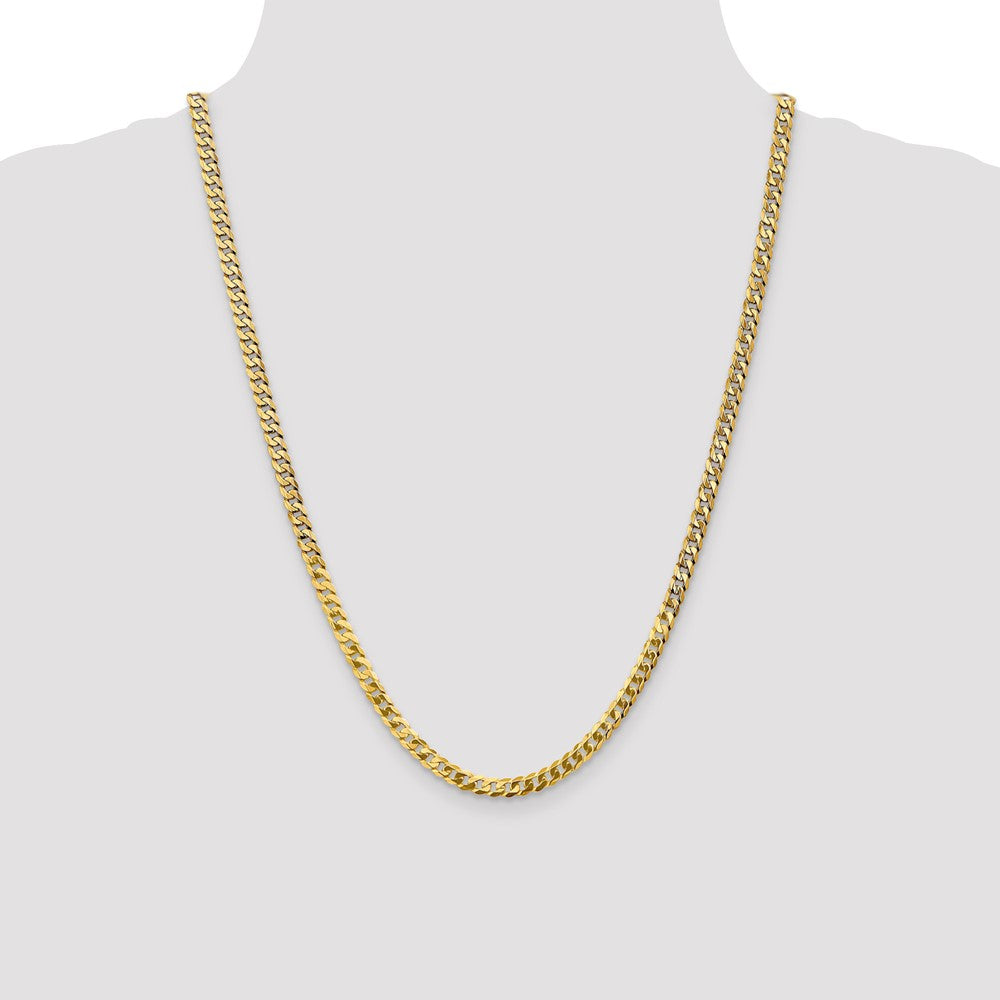 4.75mm Flat Beveled Curb Chain - Yellow Gold