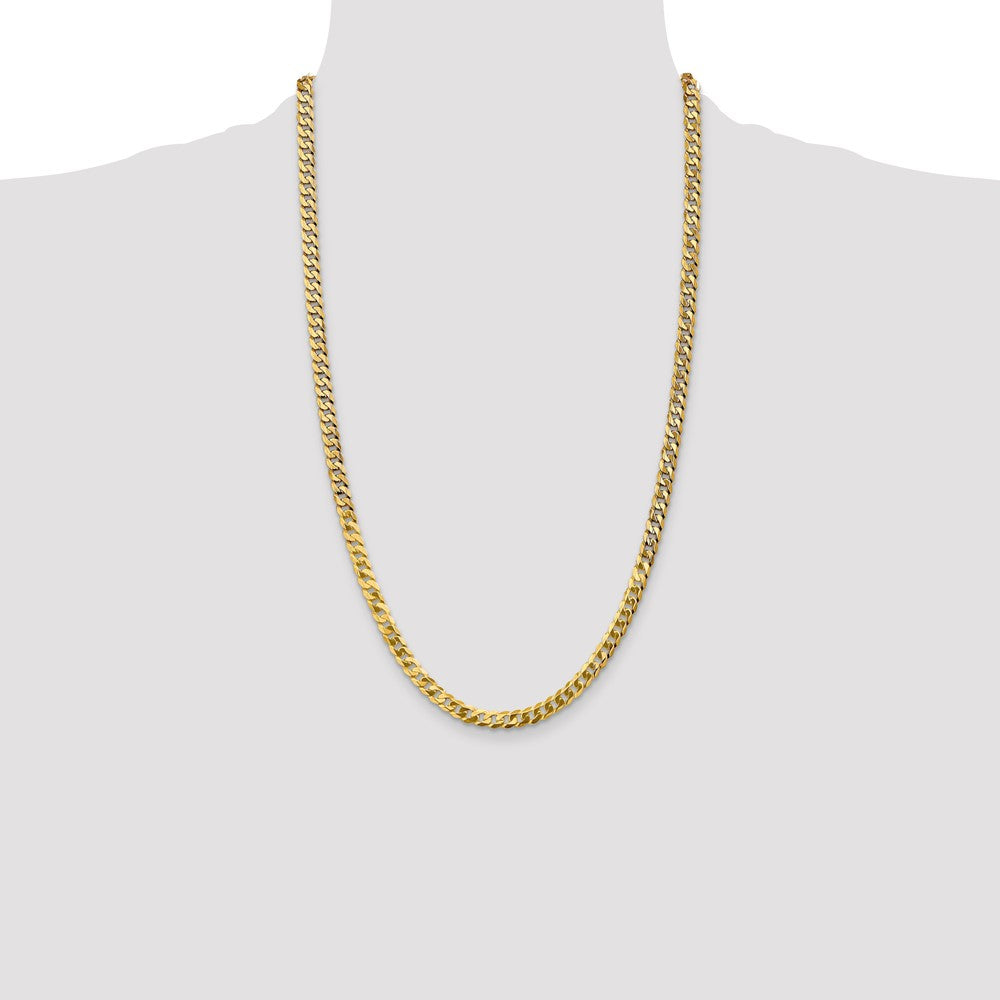 4.75mm Flat Beveled Curb Chain - Yellow Gold