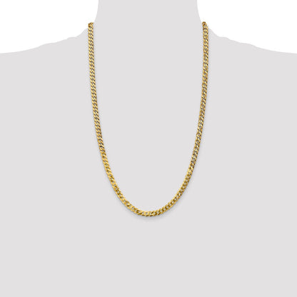 4.75mm Flat Beveled Curb Chain - Yellow Gold