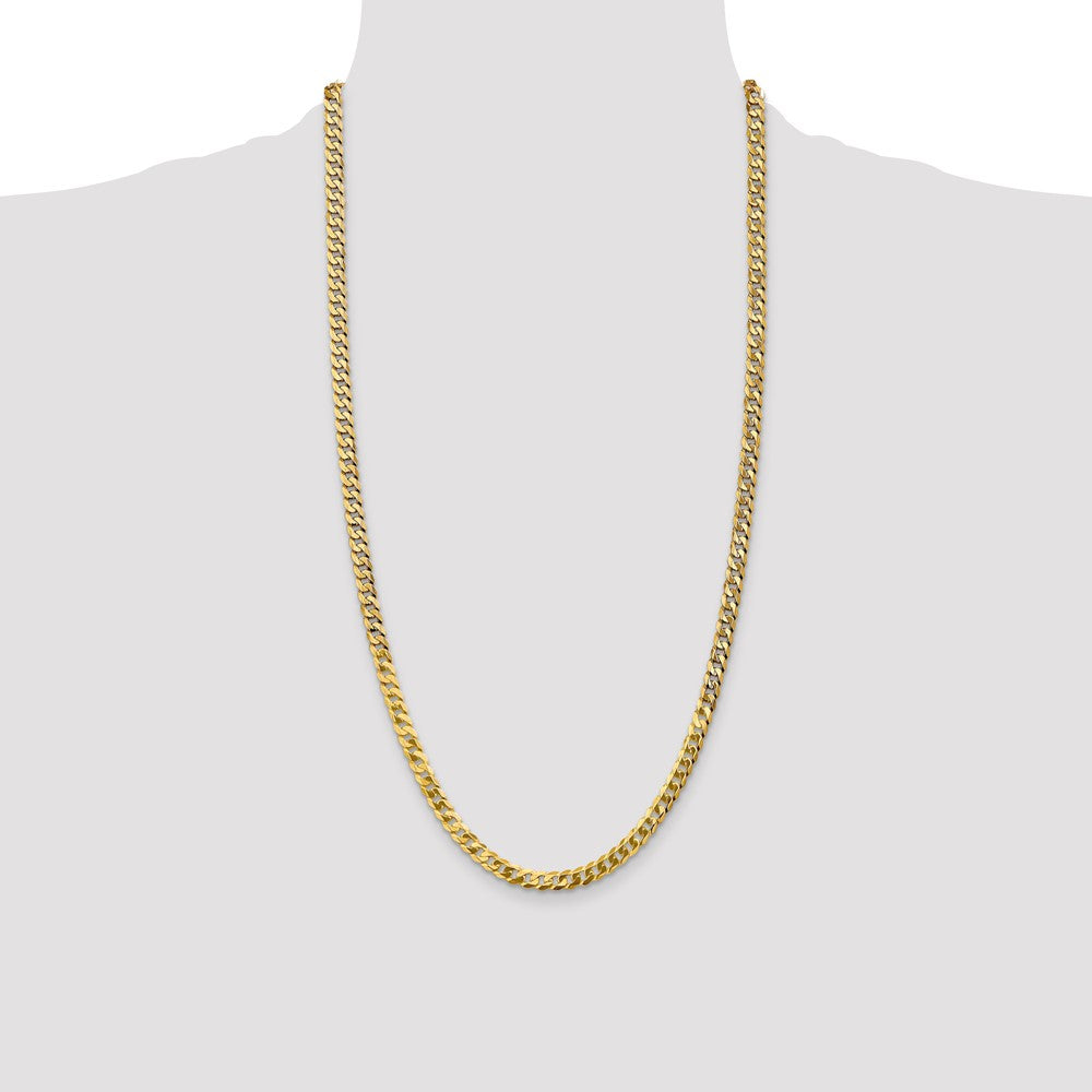 4.75mm Flat Beveled Curb Chain - Yellow Gold