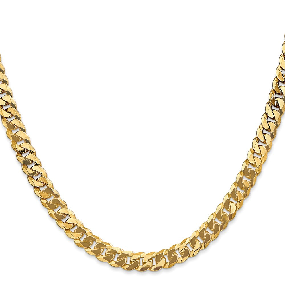 6.25mm Flat Beveled Curb Chain - Yellow Gold