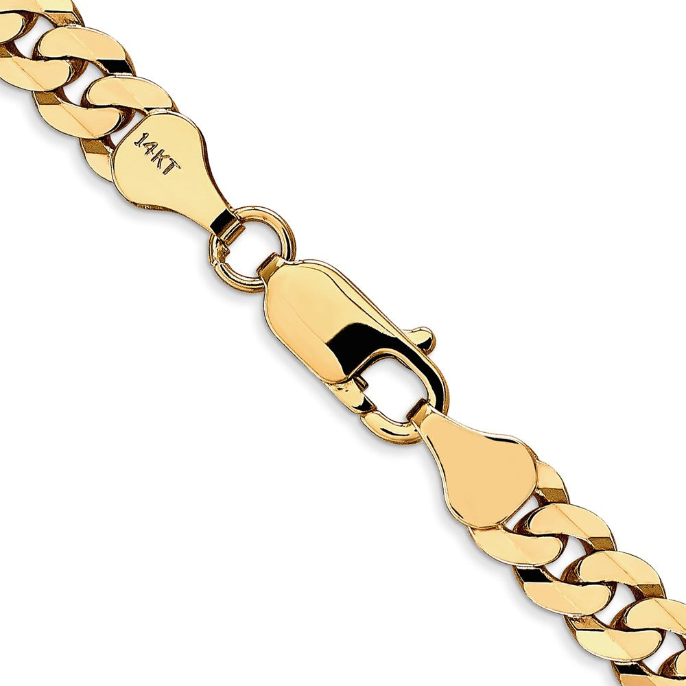 6.25mm Flat Beveled Curb Chain - Yellow Gold