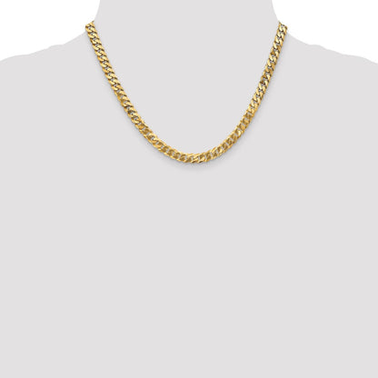 6.25mm Flat Beveled Curb Chain - Yellow Gold