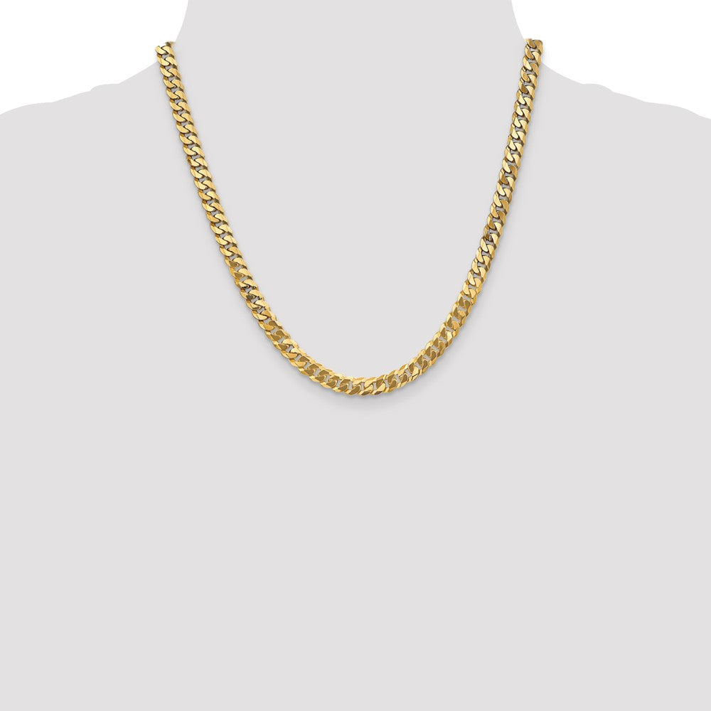 6.25mm Flat Beveled Curb Chain - Yellow Gold