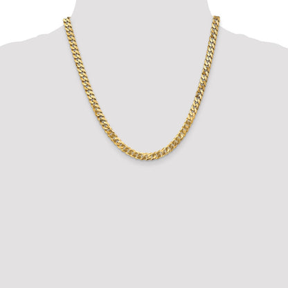 6.25mm Flat Beveled Curb Chain - Yellow Gold