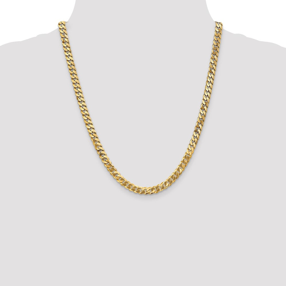 6.25mm Flat Beveled Curb Chain - Yellow Gold
