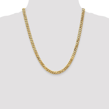 6.25mm Flat Beveled Curb Chain - Yellow Gold