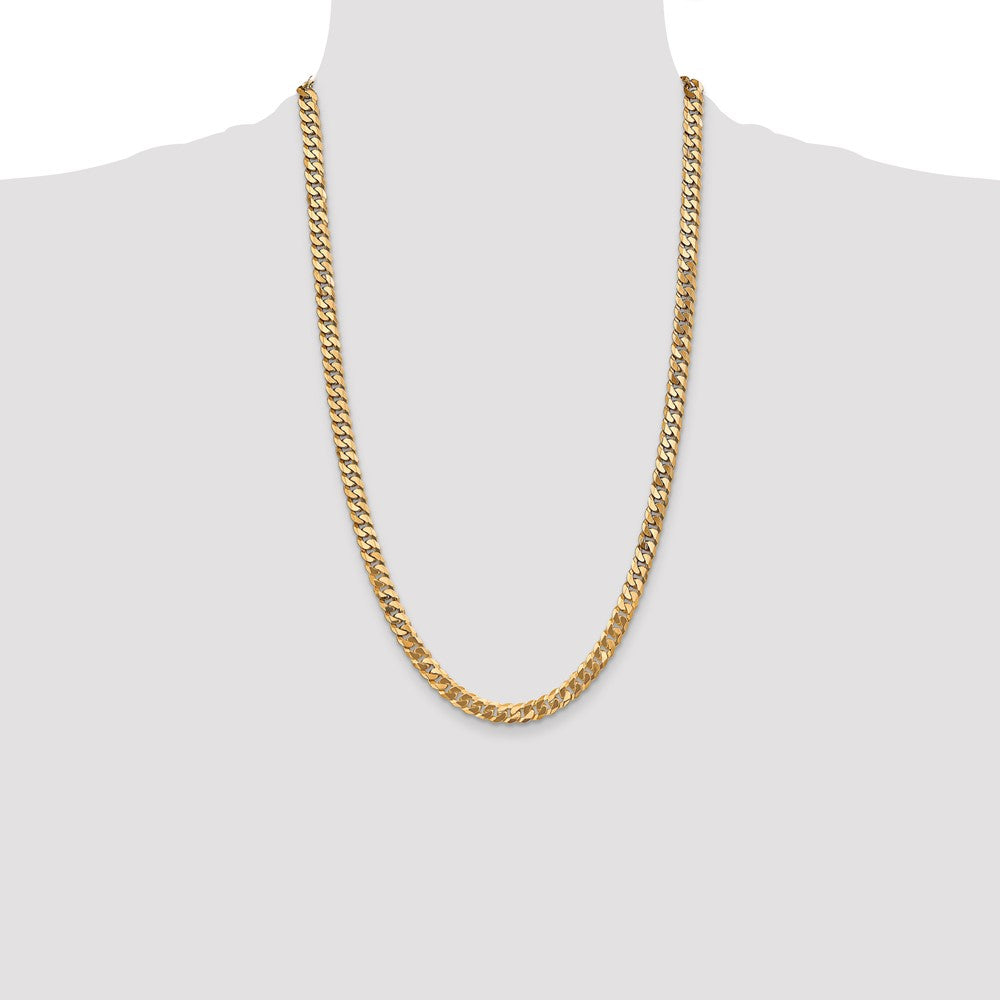 6.25mm Flat Beveled Curb Chain - Yellow Gold